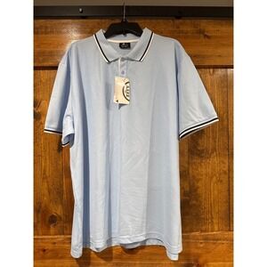 Zity Mens Light Blue‎ Short Sleeve Polo Shirt Tipped Collar Performance 2XL NWT